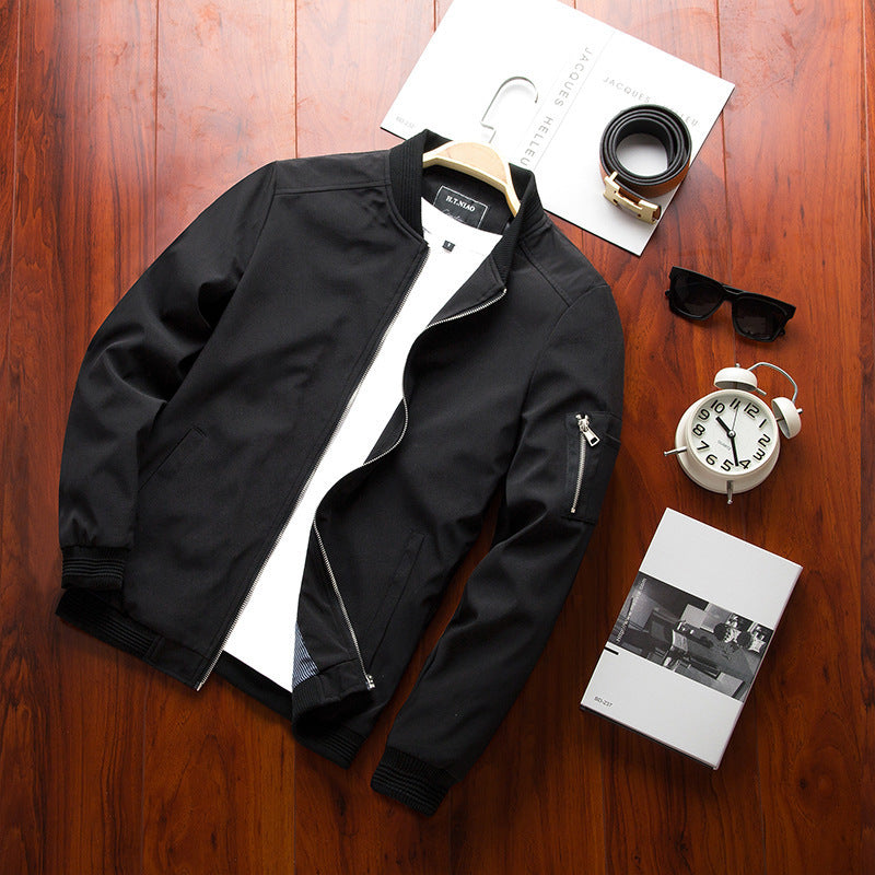 Men's lightweight urban bomber jacket with contrasting ribbed cuffs, sleeve zip pocket & wind-resistant surface Chichicherry