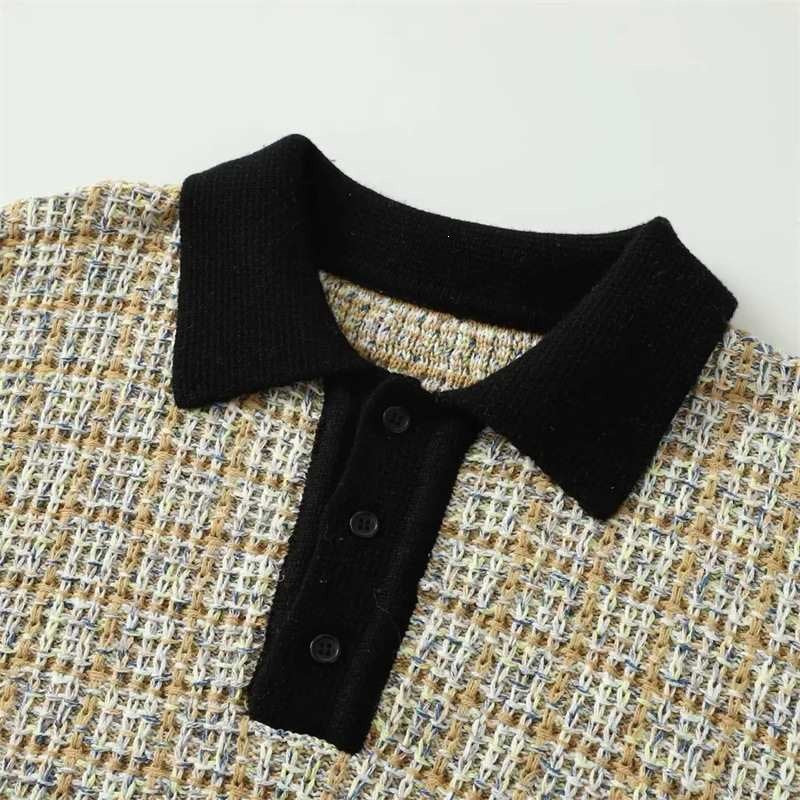 Women's Boucle Polo Knit Sweater with Tweed Effect Chichicherry
