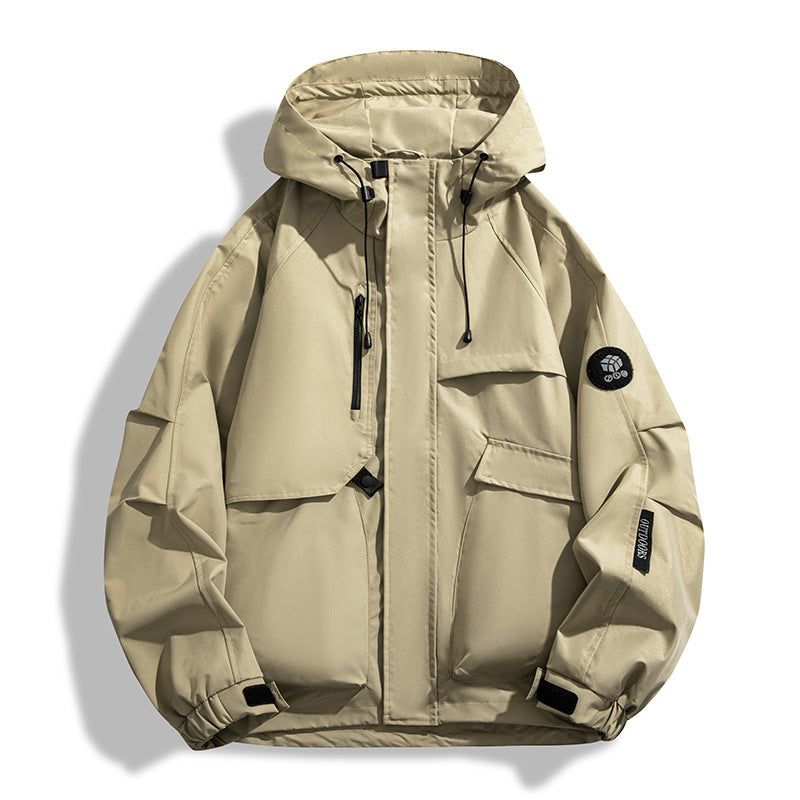 Men's Water-Repellent Utility Outdoor Jacket with Hood, Multiple Pockets and Windproof Membrane Chichicherry