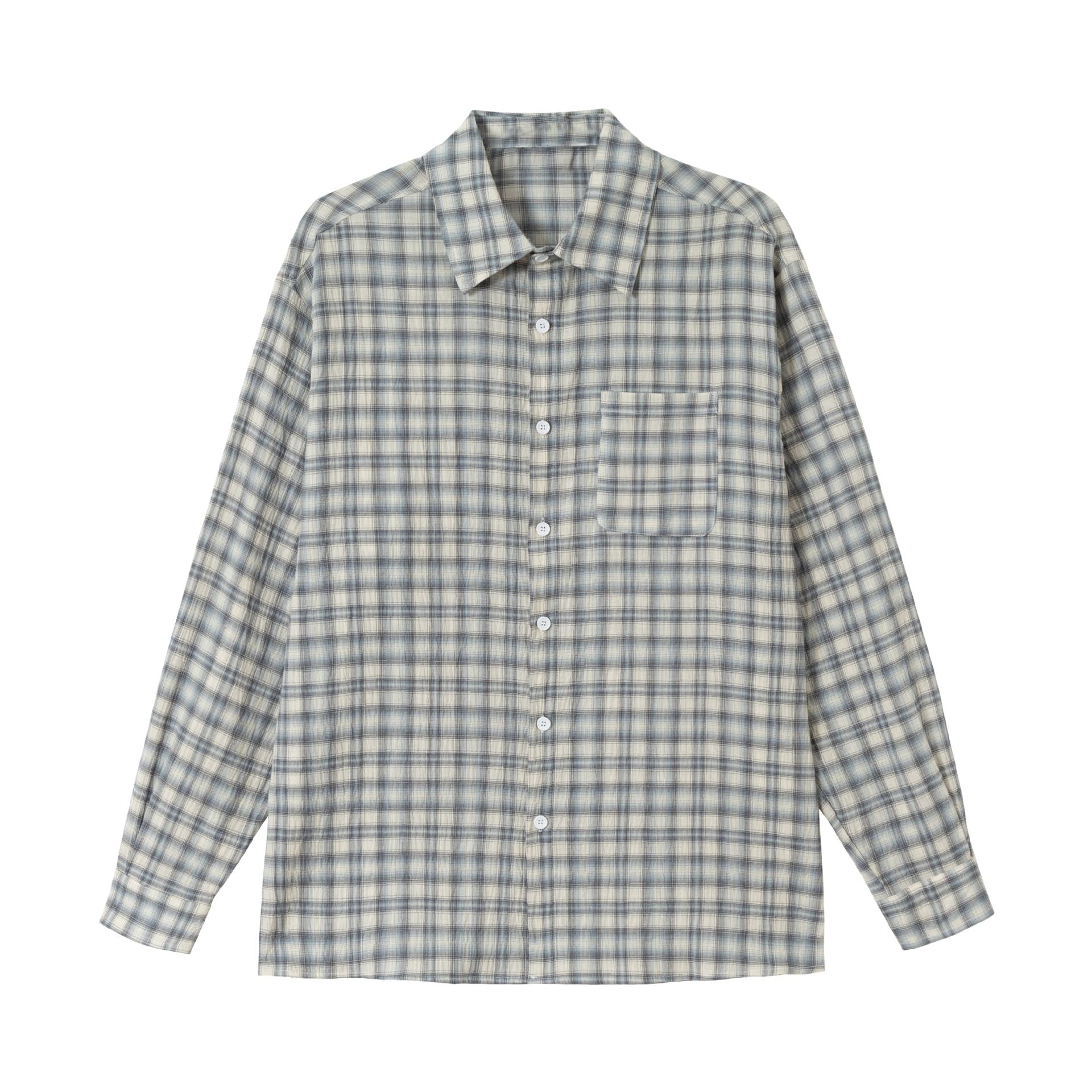 Unisex Oversize Check Blouse with Patch Chest Pocket and Boxy Cut Chichicherry