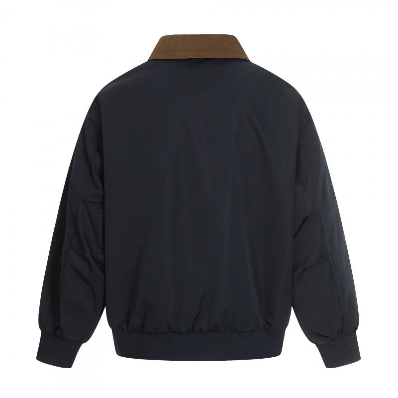 Men's Harrington jacket with corduroy collar, ribbed hem and discreet front zipper Chichicherry