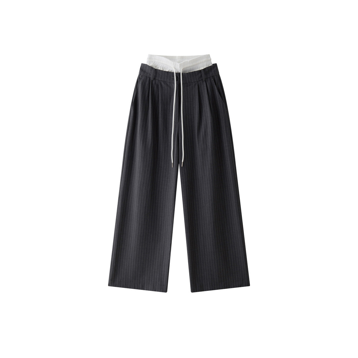 Women's Wide Pinstripe Palazzo Pants with Drawstring Waist and Relaxed Baggy Fit Chichicherry