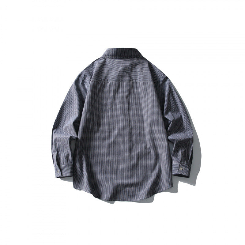 Men's loosely cut oversized shirt with fine Vichy check, chest pocket and rounded hem Chichicherry