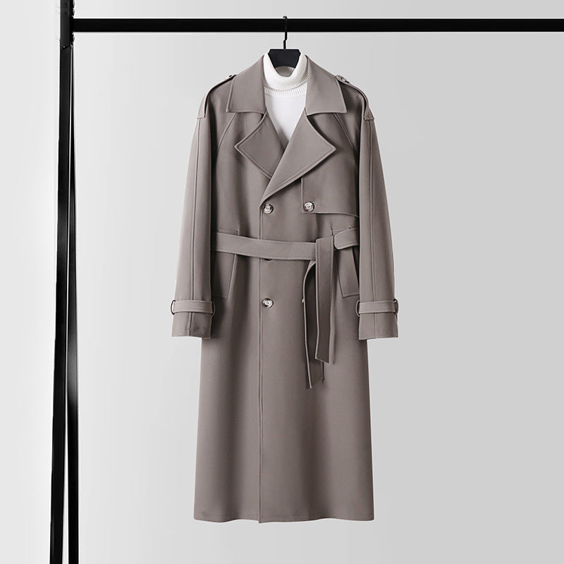 Ladies Elegant Maxi Trench Coat made of wool blend with wide shawl collar and tie belt Chichicherry