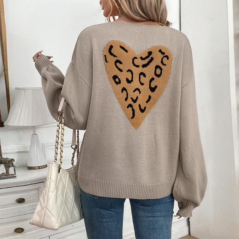Women's Loose V-Neck Knit Sweater with Decorative Ties Chichicherry