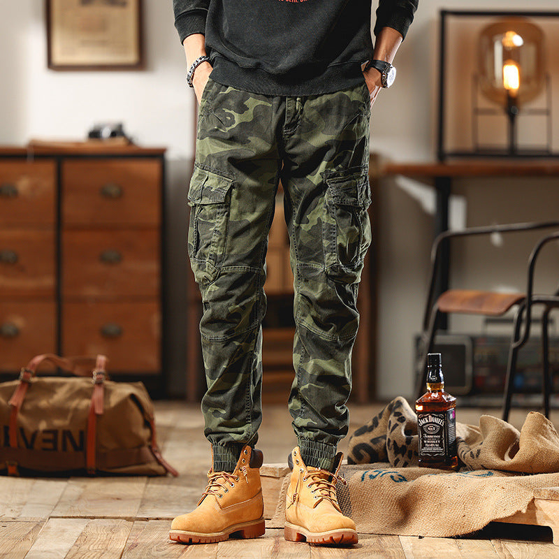 Men's cargo pants in jogger style with drawstring elastic cuffs and multiple pockets Chichicherry