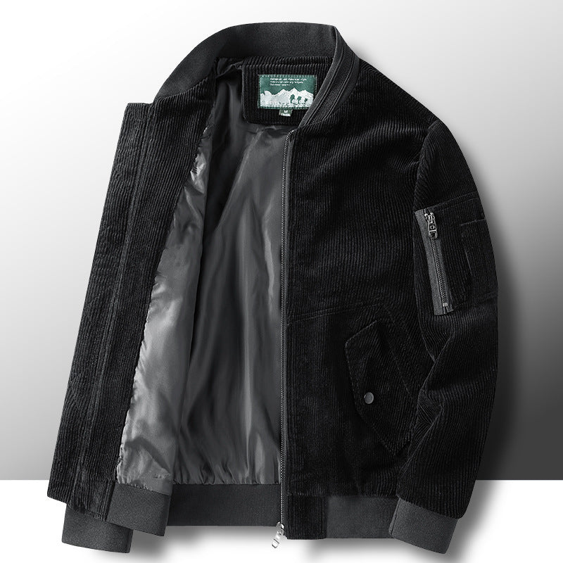 Men's corduroy bomber jacket with lightweight thermal lining and utility arm pocket Chichicherry