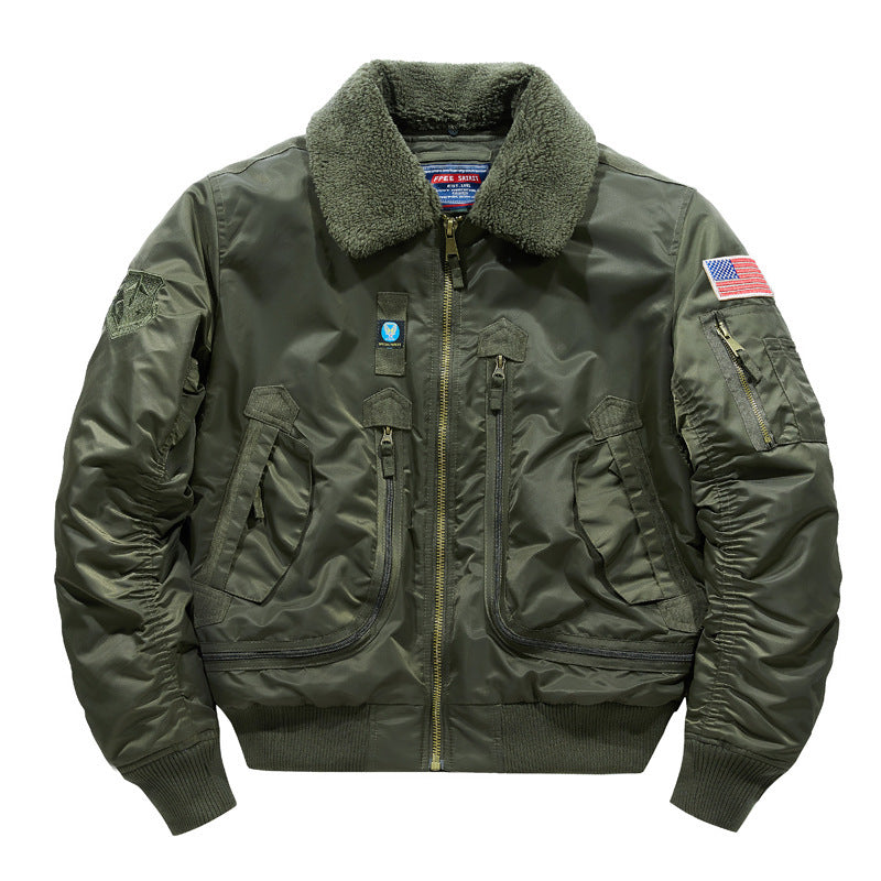 Men's bomber jacket in pilot style with sherpa collar and multifunctional zip pockets Chichicherry
