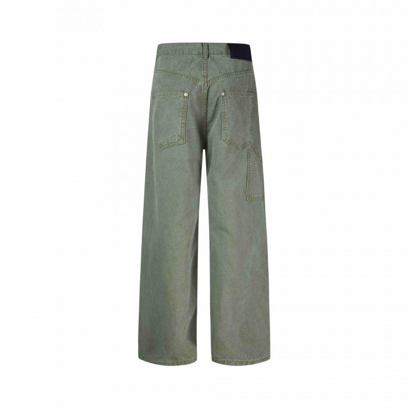 Women's wide high-waist pants with asymmetric button placket and patch pockets Chichicherry
