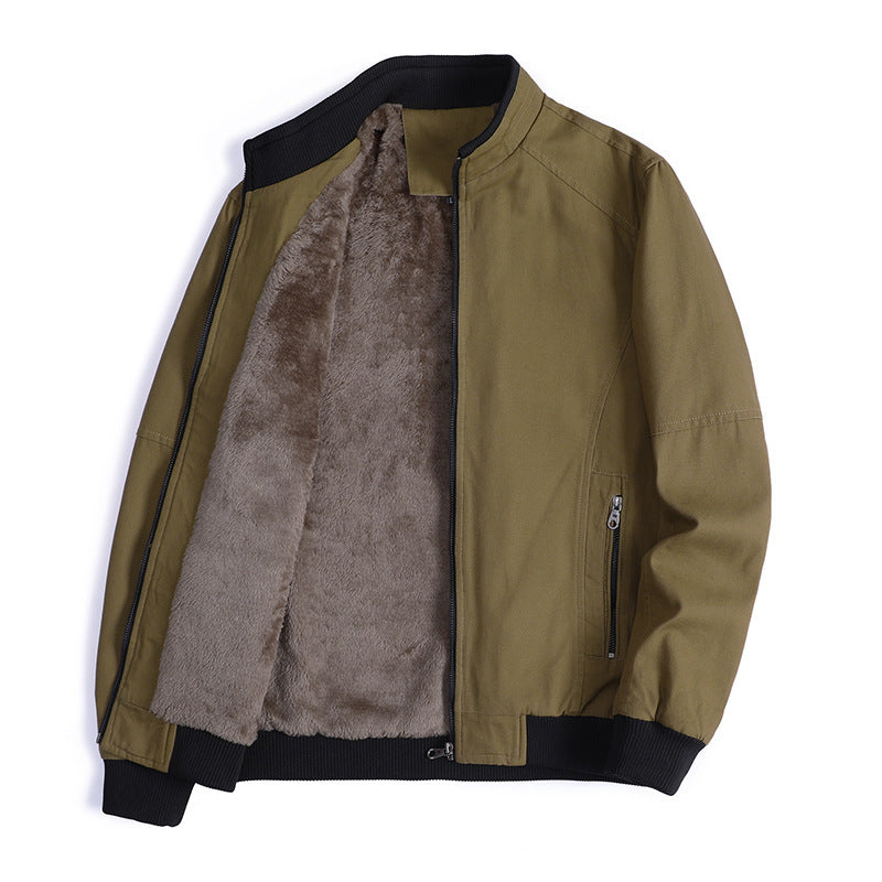 Men's padded canvas bomber jacket with teddy fleece lining and stand-up collar Chichicherry