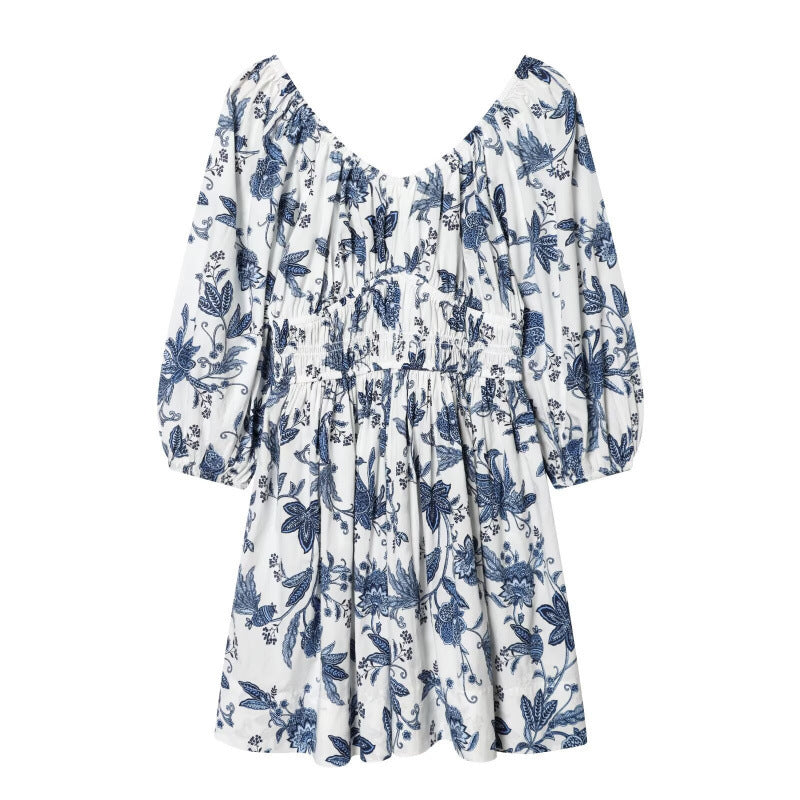Women's floral dress with smocked waist and voluminous puff sleeves Chichicherry