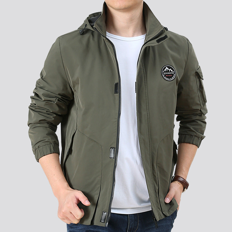 Men's Lightweight Urban Softshell Hoodie with Arm Pocket and High Stand Collar Chichicherry