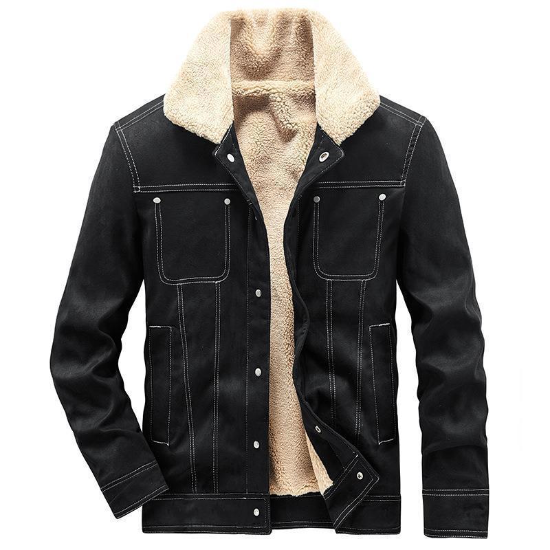 Men's teddy-lined canvas pilot-style jacket with contrast stitching Chichicherry