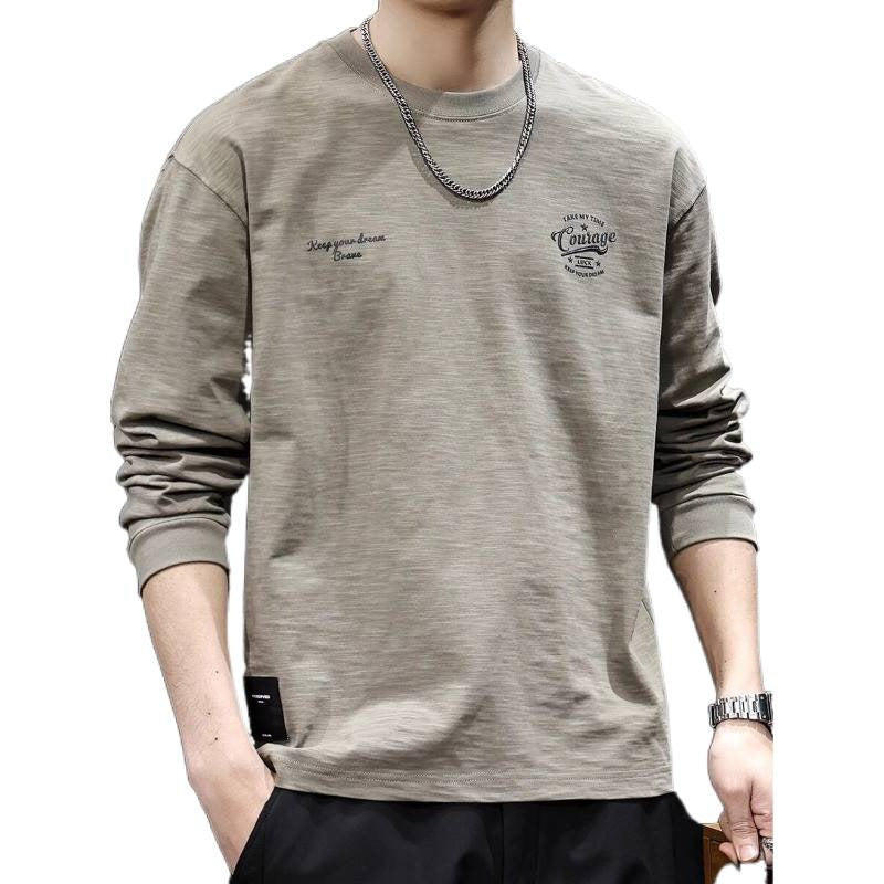 Herren Langarmshirt aus Baumwollmix mit subtiler Waschstruktur und Rundhalsausschnitt Chichicherry