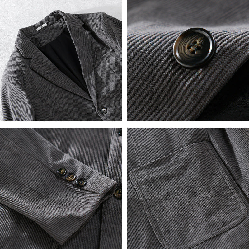 Men's cord jacket in smart-casual style with classic button placket Chichicherry