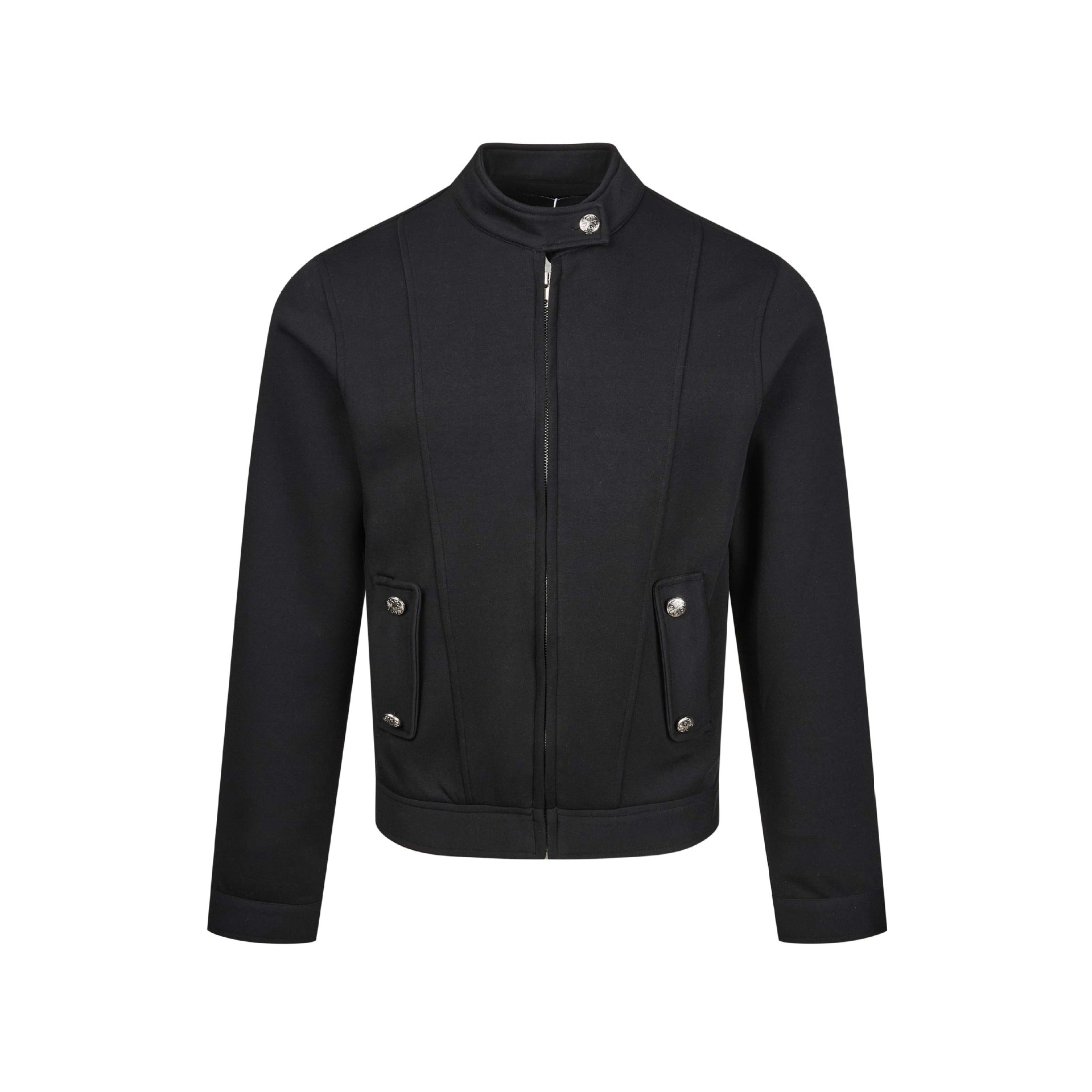 Women's short-cut sweat bomber jacket with stand-up collar, concealed zipper and flap pockets Chichicherry