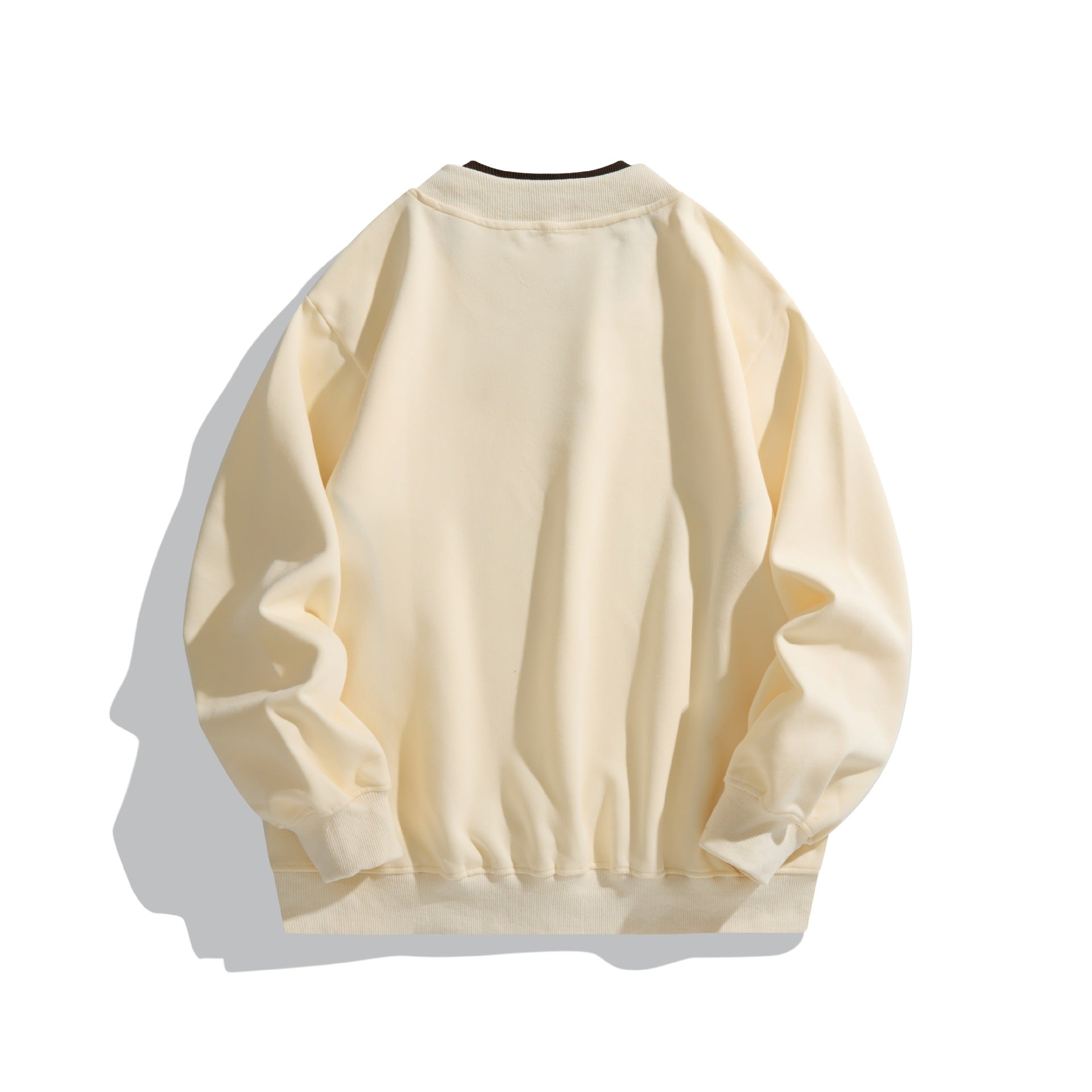 Unisex Loose Sweatshirt with Contrast Collar, Visible Flatlock Seams and Logo Embroidery Chichicherry