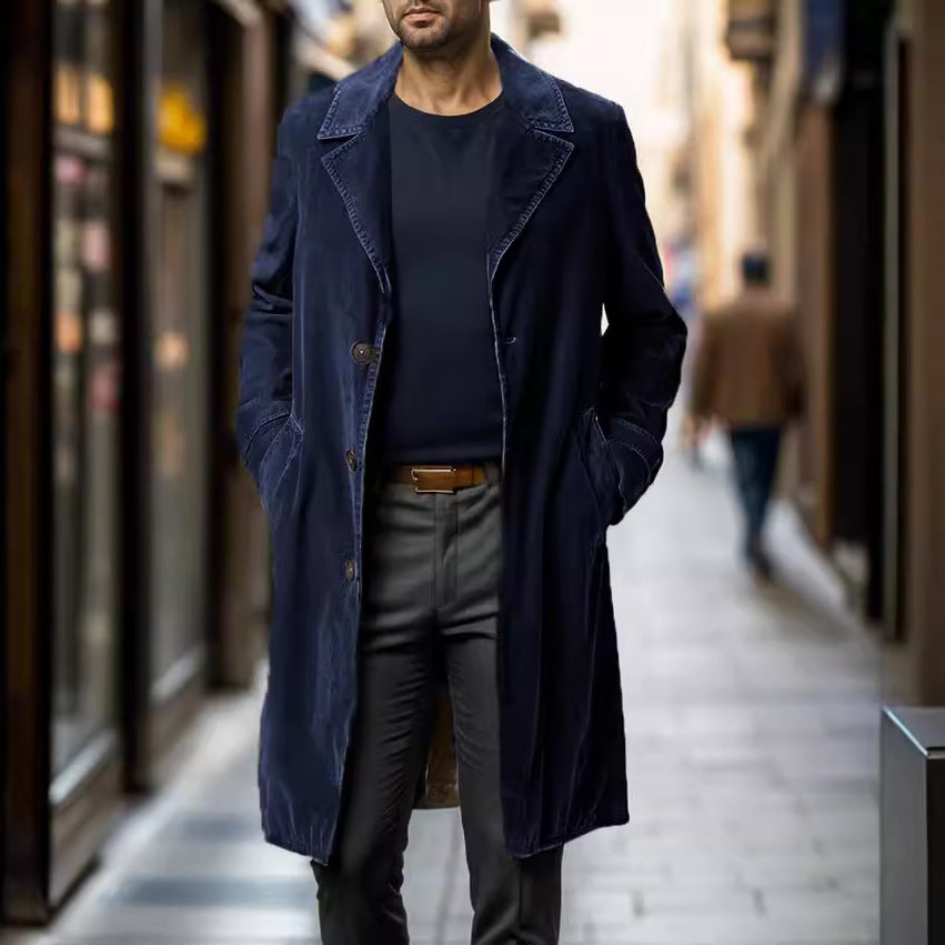 Herren Leichter langer Trenchcoat mit Reverskragen und aufgesetzten Eingrifftaschen Chichicherry