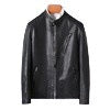 Men's Slim-Fit Faux Leather Moto Jacket in Aviator Minimal Style with Stand-Up Collar and Zipper Pockets Chichicherry