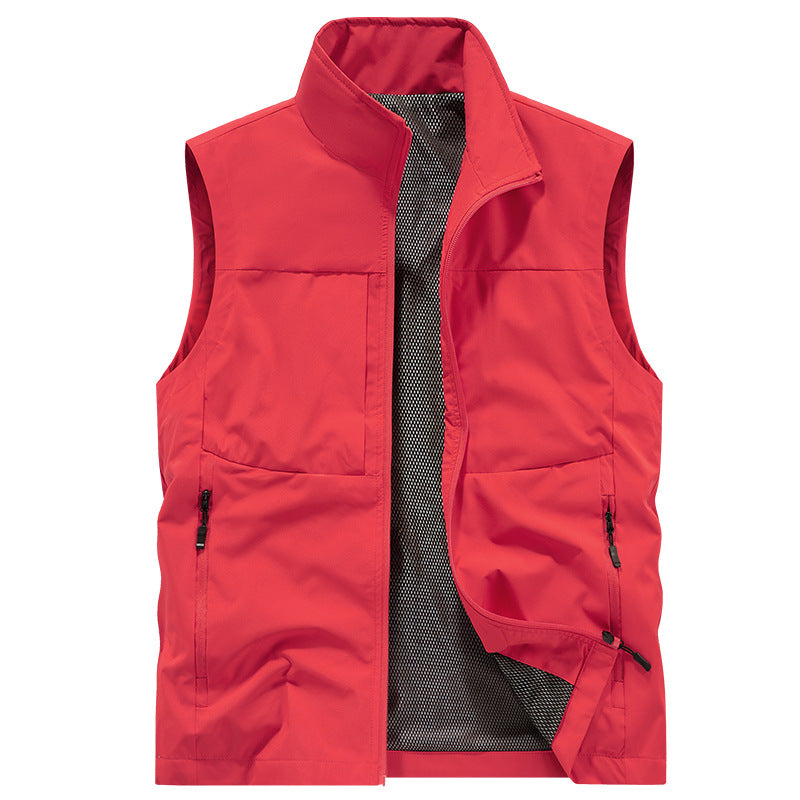 Men's multifunctional outdoor vest with windproof microfiber, mesh inner lining and concealed zip pockets Chichicherry