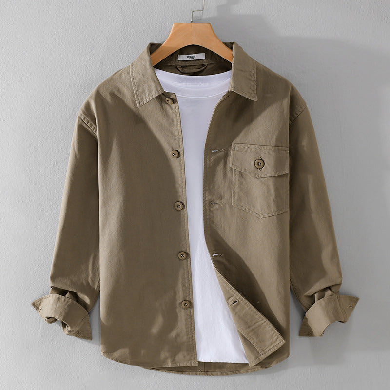 Men's Relaxed-Fit Cotton Overshirt with Chest Pocket and Shirt Collar Chichicherry