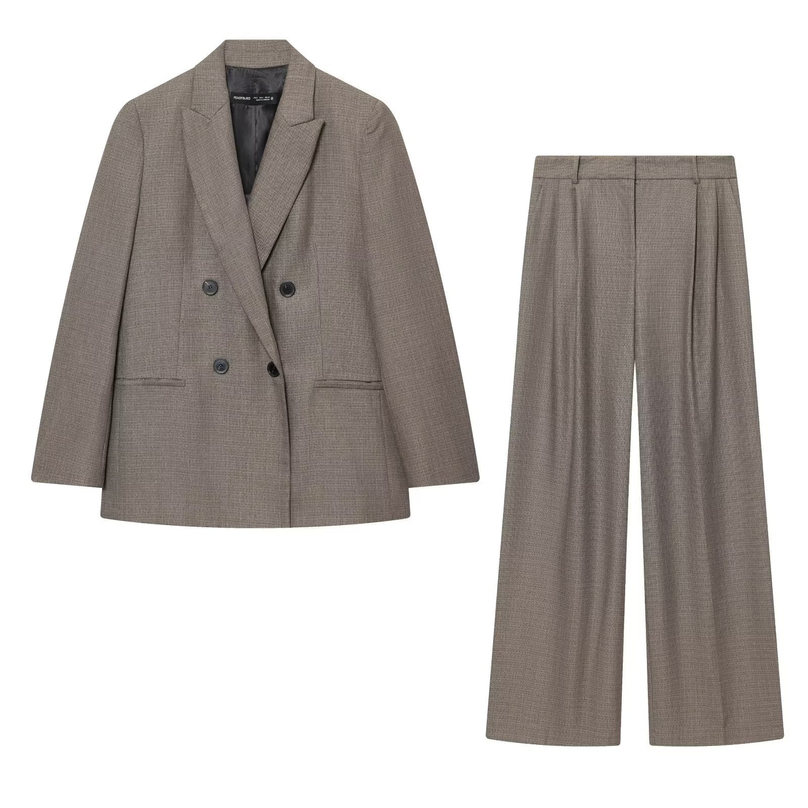 Women Wide-Cut High-Waist Pants with Pleats and Crease Chichicherry