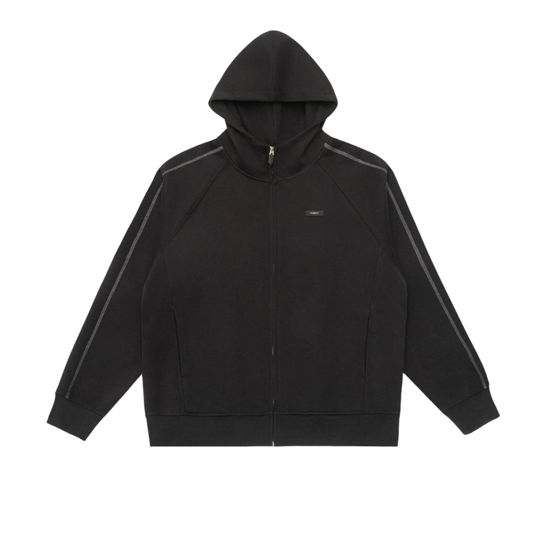 Unisex Oversize Zip Hoodie with Raglan Seams and Ribbed Cuffs Chichicherry