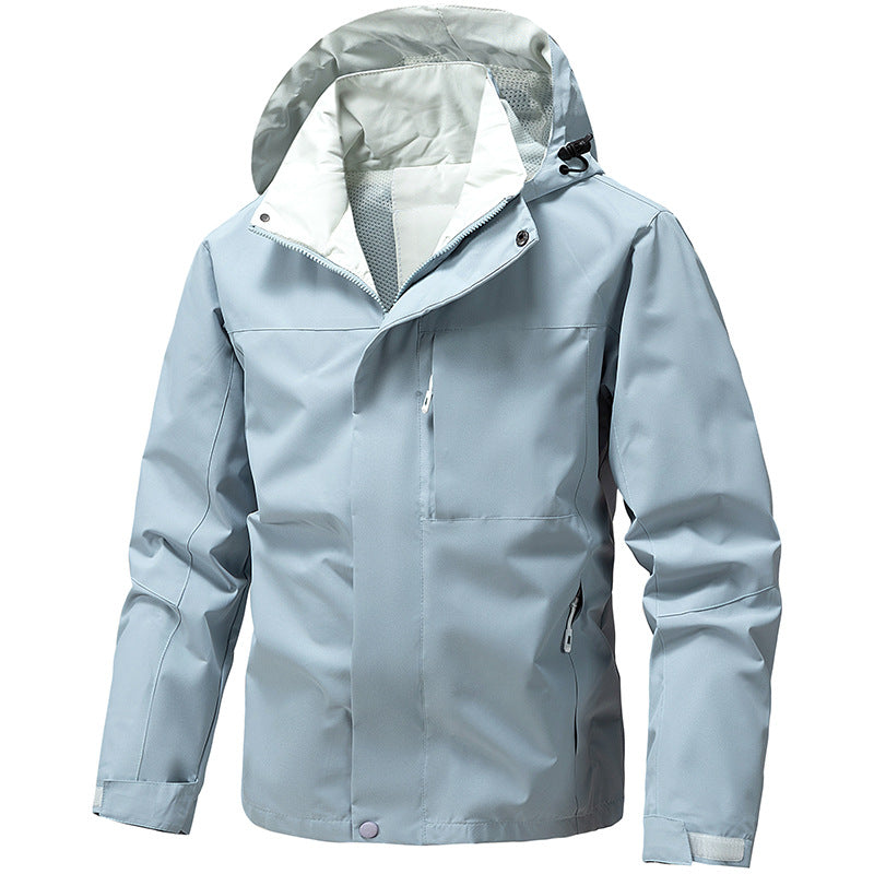 Men's water and windproof functional outdoor jacket with hood, breathable mesh lining and concealed front zip Chichicherry