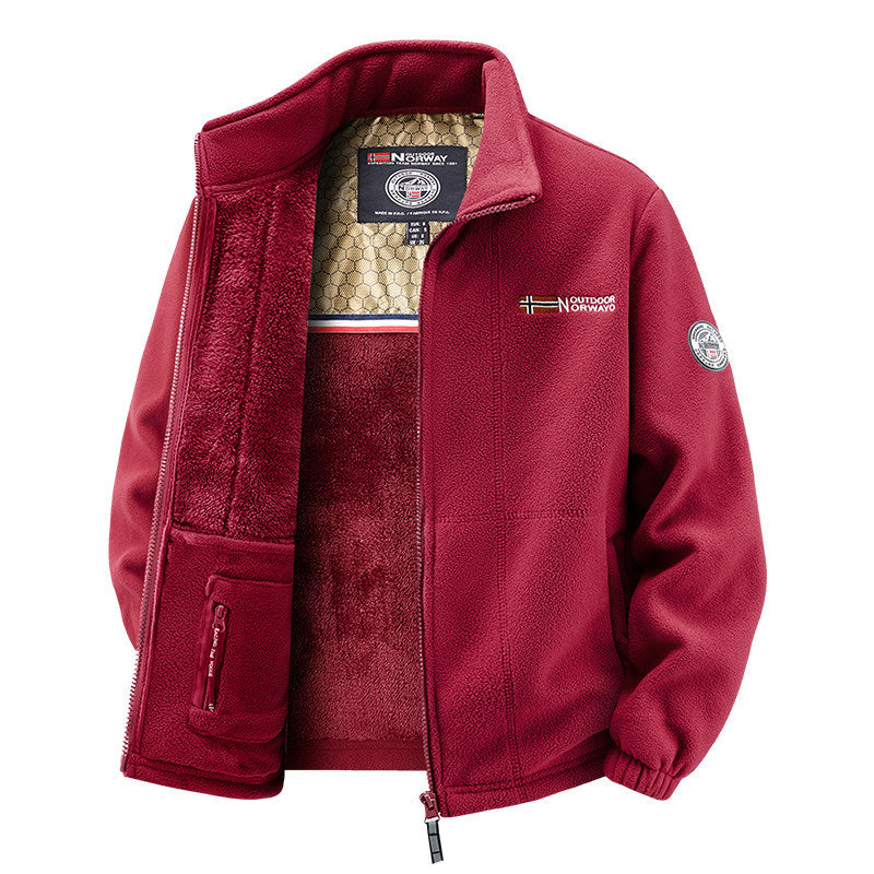 Women’s thermal fleece jacket with warming teddy lining, stand-up collar, and zipper pockets Chichicherry
