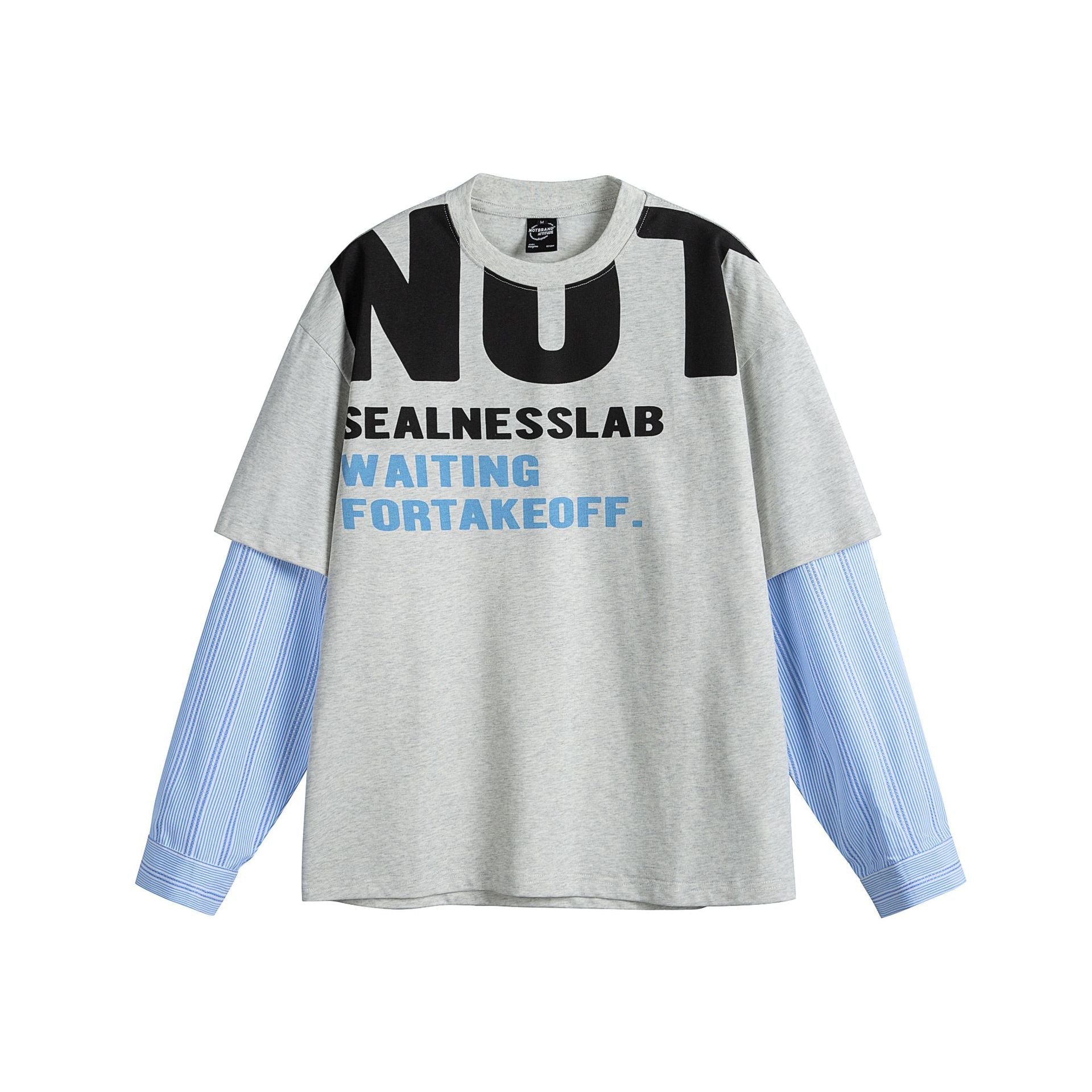 Women's layered look T-shirt with integrated shirt sleeves and oversized print Chichicherry