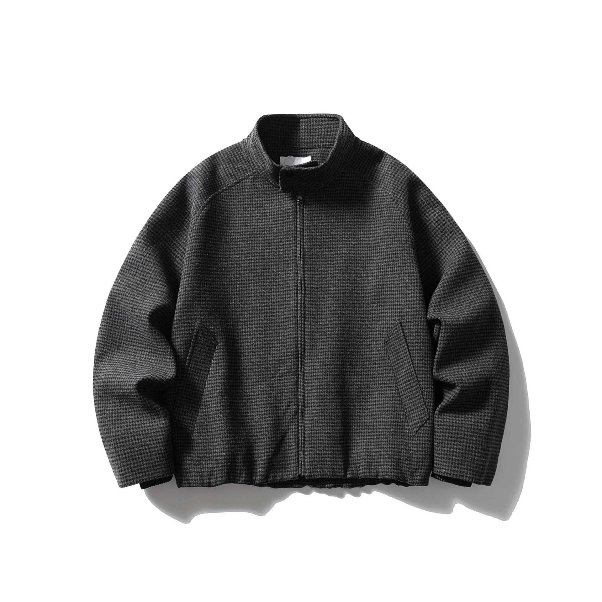 Unisex Short structured blouson jacket with stand-up collar and zipper Chichicherry