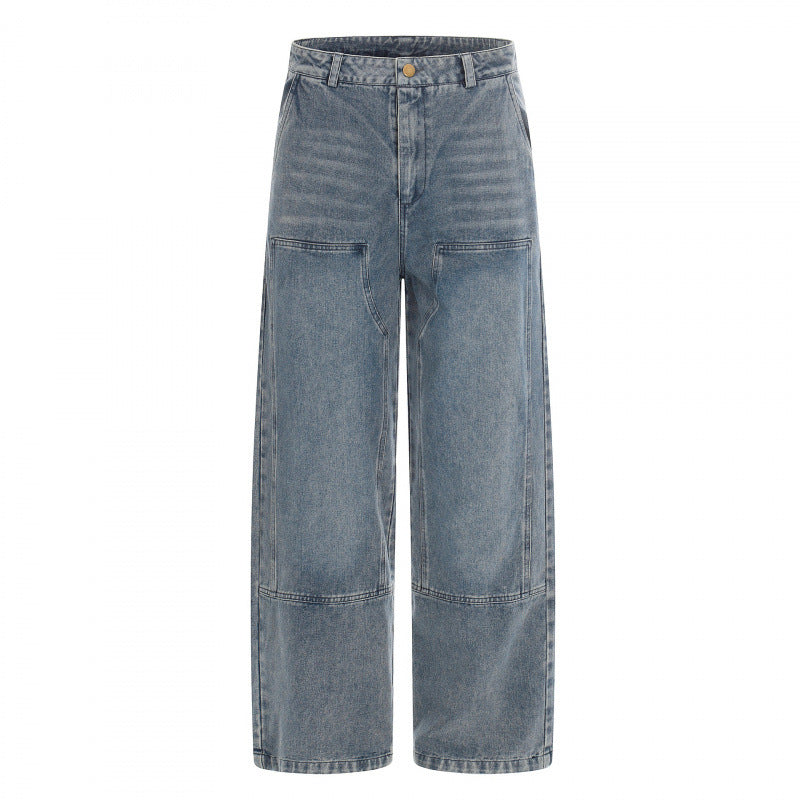 Women's high-cut wide-leg jeans in utility style with patch pockets Chichicherry