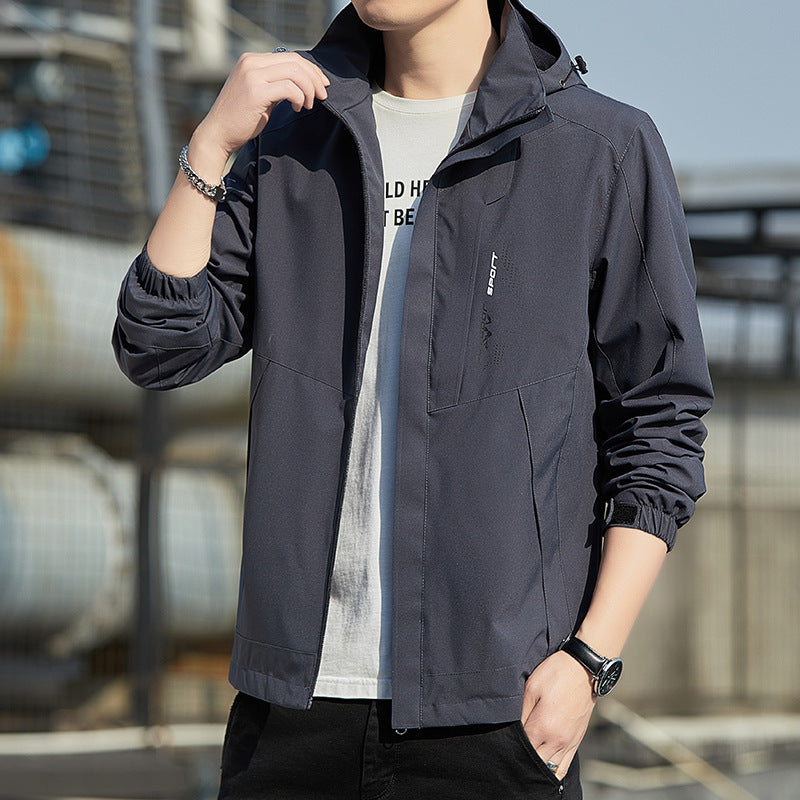 Men's Lightweight Hooded Softshell Jacket with Windproof Membrane and Minimalist Urban Cut Chichicherry