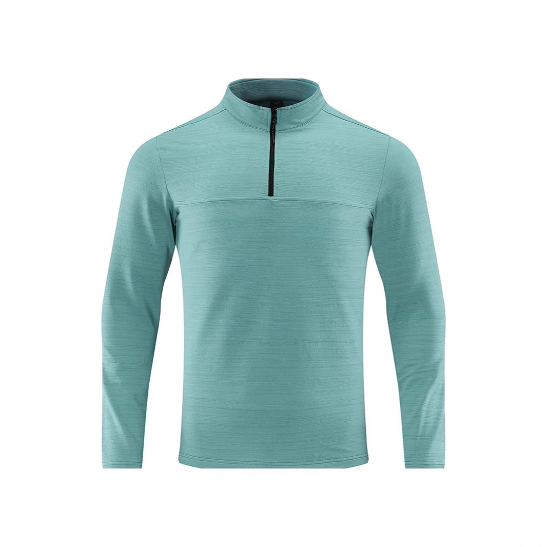 Men's Functional Half-Zip Long Sleeve Shirt with Stand-Up Collar and Breathable Stretch Material Chichicherry