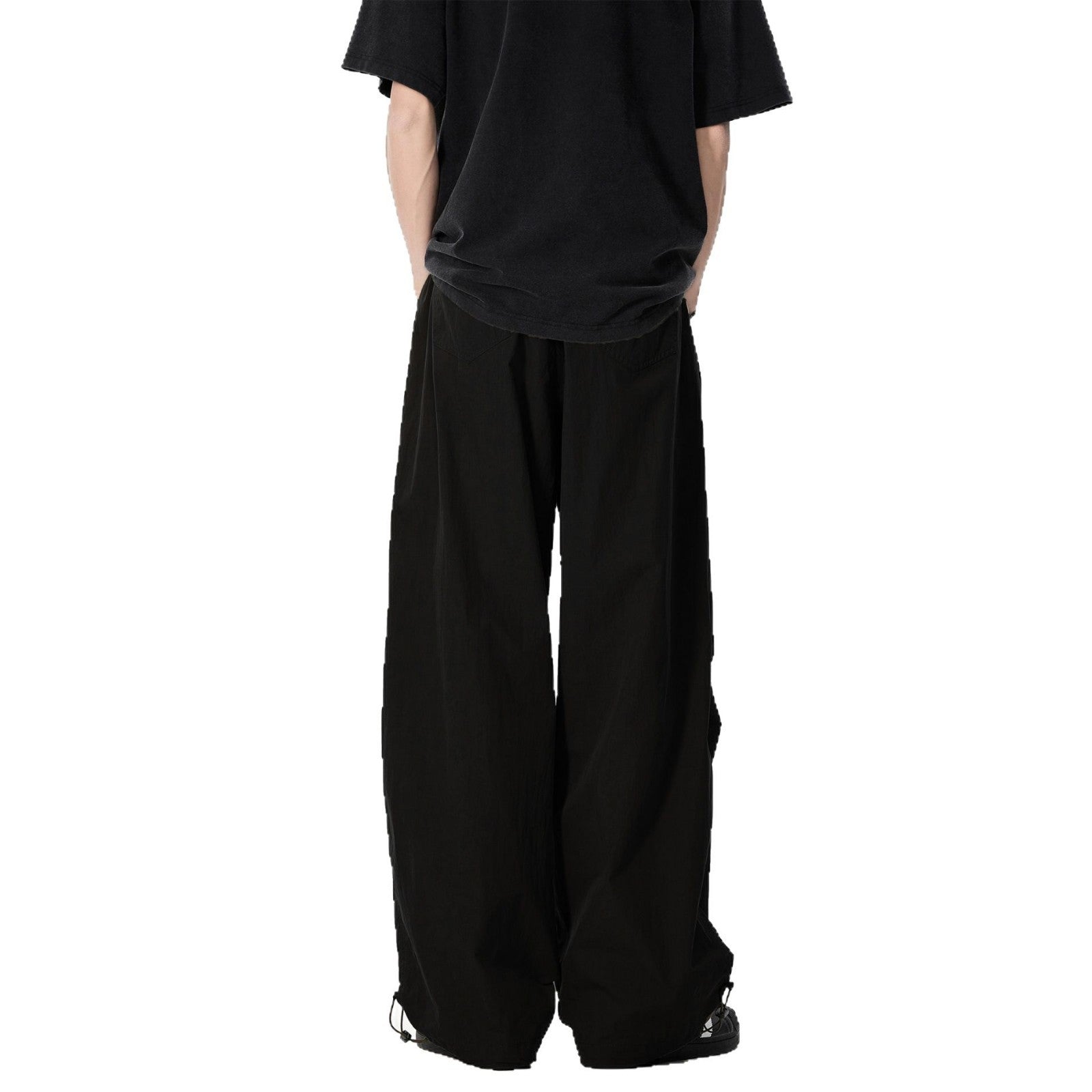 Men's Loose Utility Cargo Pants with Drawstring Waist Knee Panels and Adjustable Hem Chichicherry