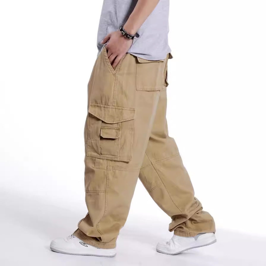 Men's Baggy Cargo Pants with Wide Legs and Multifunctional Pockets Chichicherry