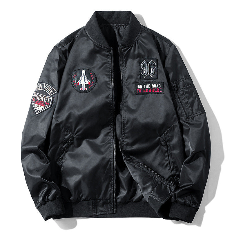 Men's pilot bomber jacket in aviator look with patch applications and wind-resistant nylon Chichicherry