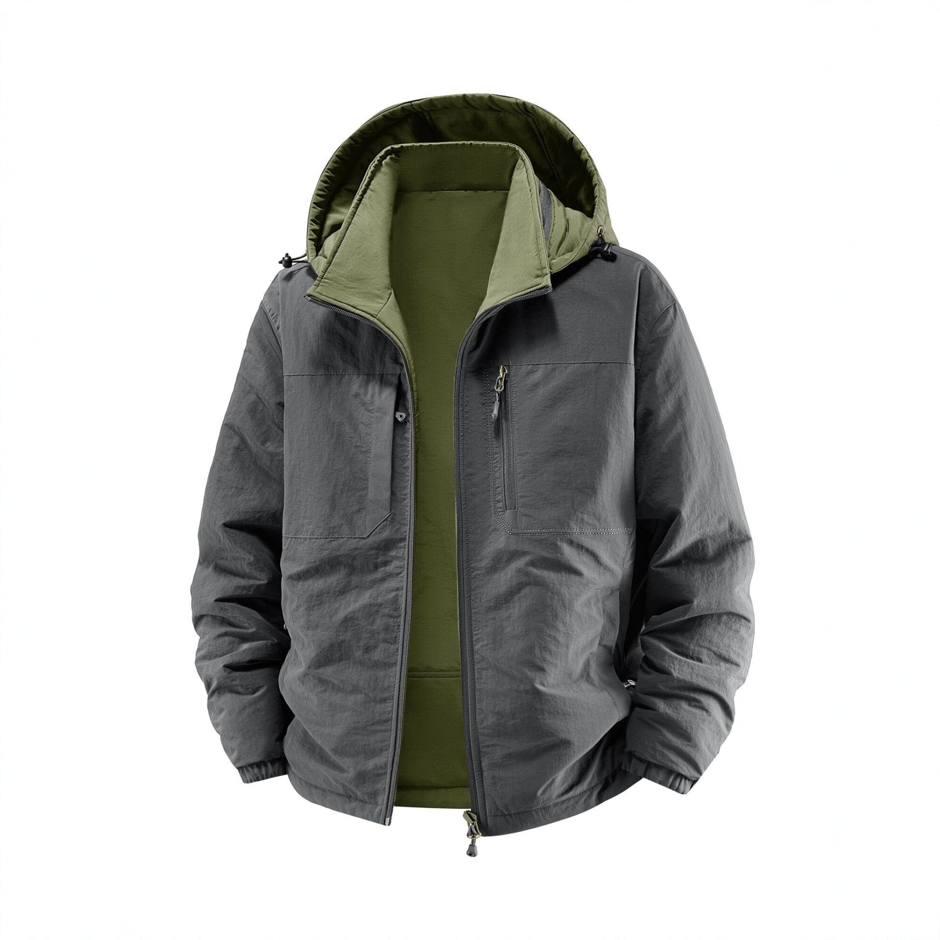 Men's thermo field jacket with fleece lining, hood and front pockets Chichicherry