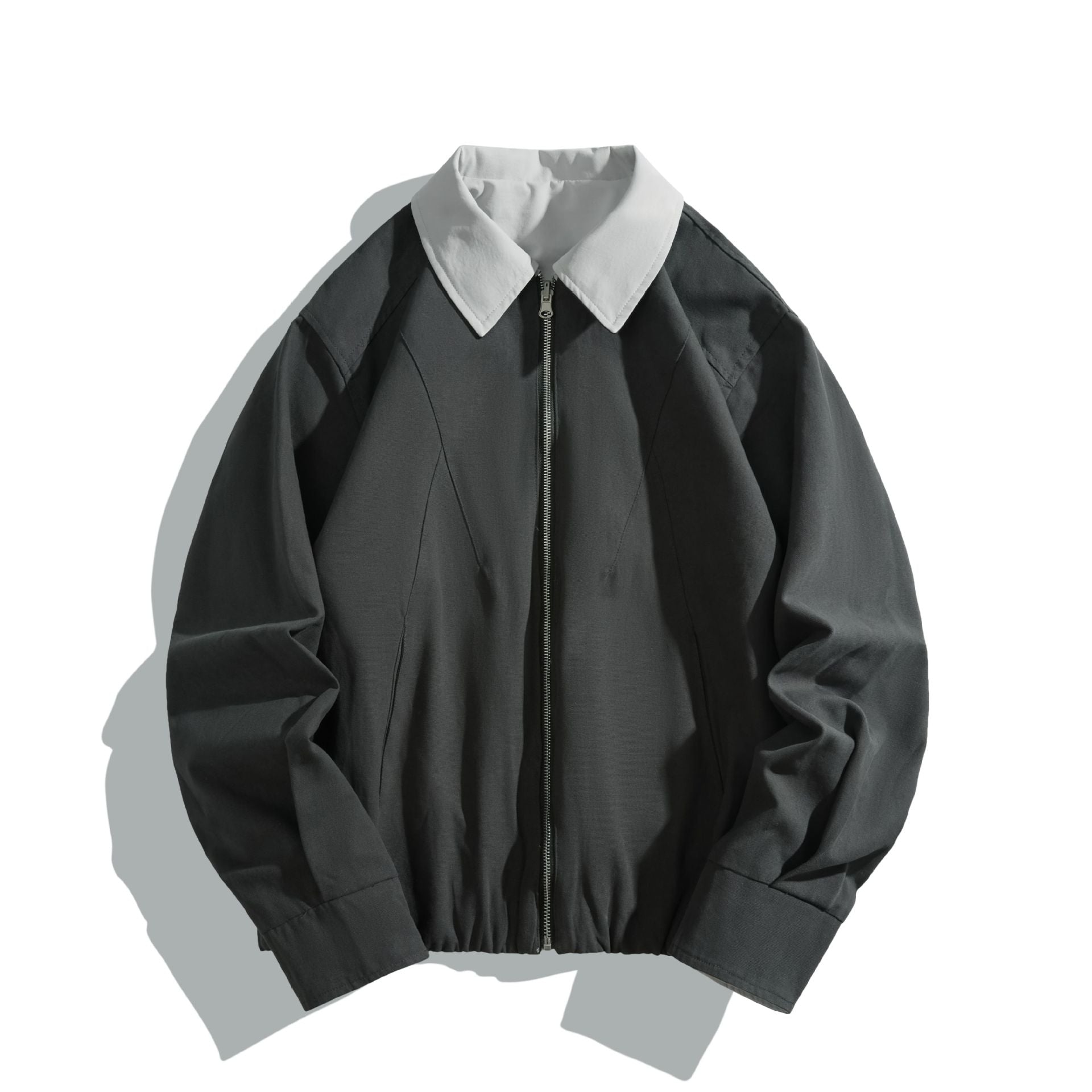 Unisex Short Cut Boxy Blouson with Contrast Collar and Light Padding Chichicherry