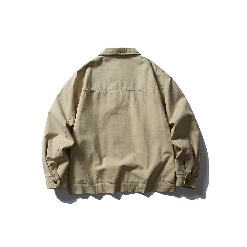 Unisex Kastig cut canvas workwear jacket with full zipper and patch chest pockets Chichicherry