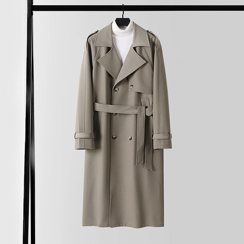 Ladies Elegant Maxi Trench Coat made of wool blend with wide shawl collar and tie belt Chichicherry