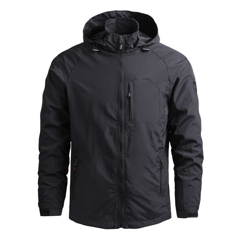 Men's lightweight technical hooded field jacket with chest zipper and multifunctional pockets Chichicherry
