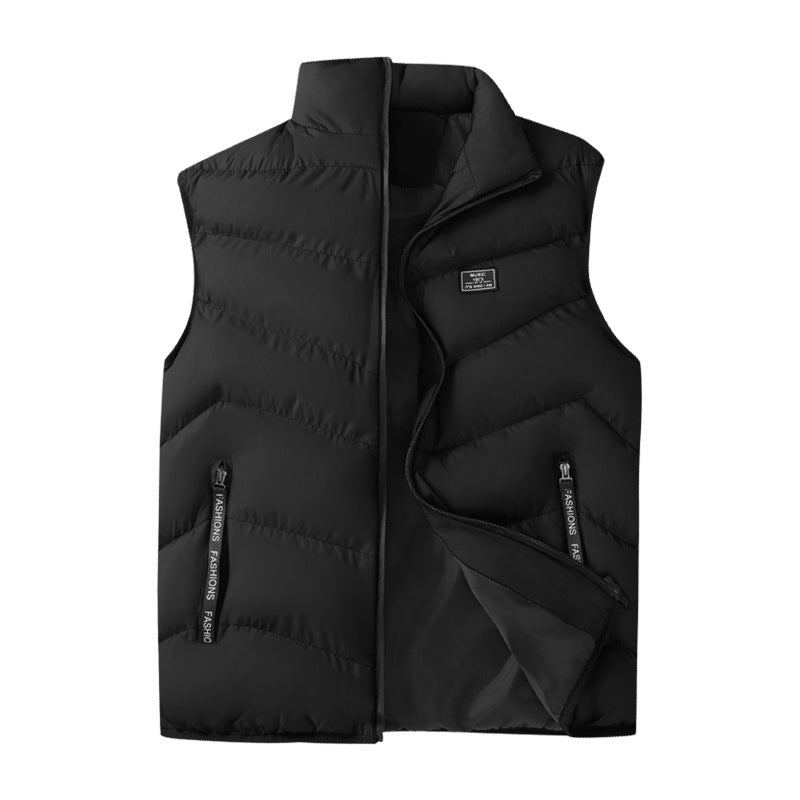 Men's light quilted thermal vest with chevron quilting, high-closing stand-up collar, and windproof lining Chichicherry
