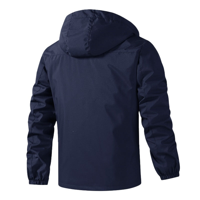 Men's Breathable Water-Resistant Hooded Outdoor Jacket with Checked Lining, Multifunctional Pockets & Adjustable Hood Chichicherry