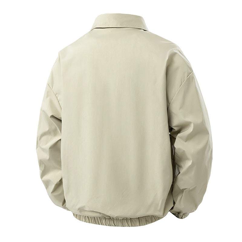 Men's Lightweight Utility Coach Jacket with Snap Button Closure, Sleeve Zipper & Elastic Hem Chichicherry