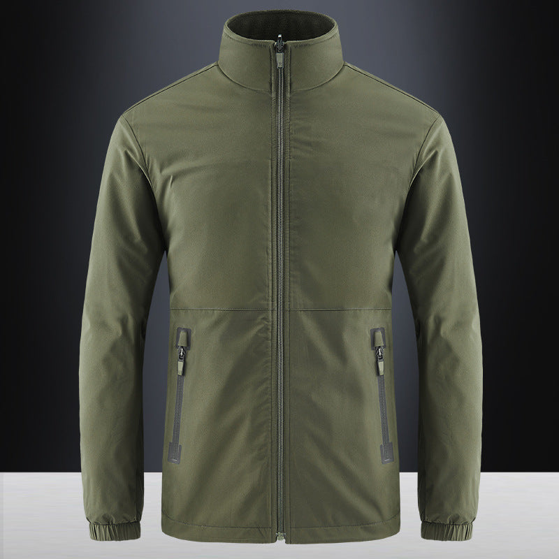 Men's lightweight water-repellent softshell jacket with stand-up collar, concealed zipper, and elastic cuffs Chichicherry