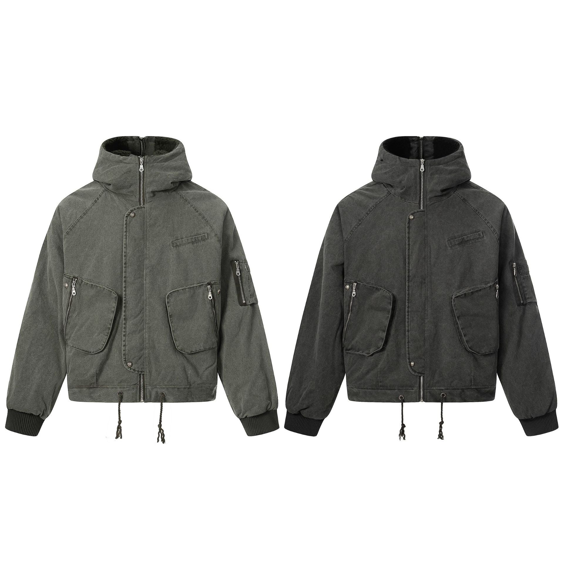 Men's short jacket in utility look with high stand-up collar and hood Chichicherry
