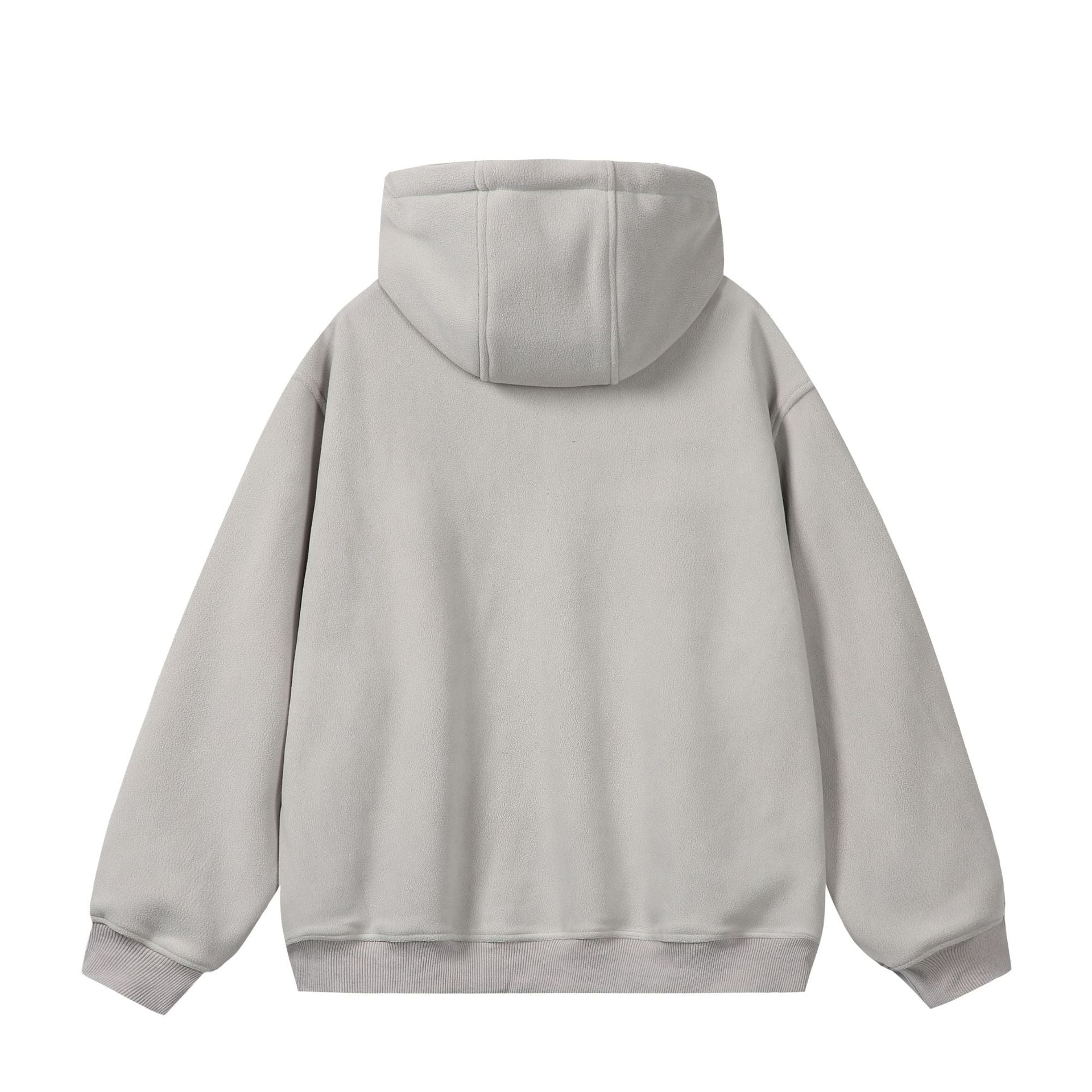 Unisex Oversize Fleece-Halfzip-Hooded Sweater with Drawstring and Ribbed Cuffs Chichicherry