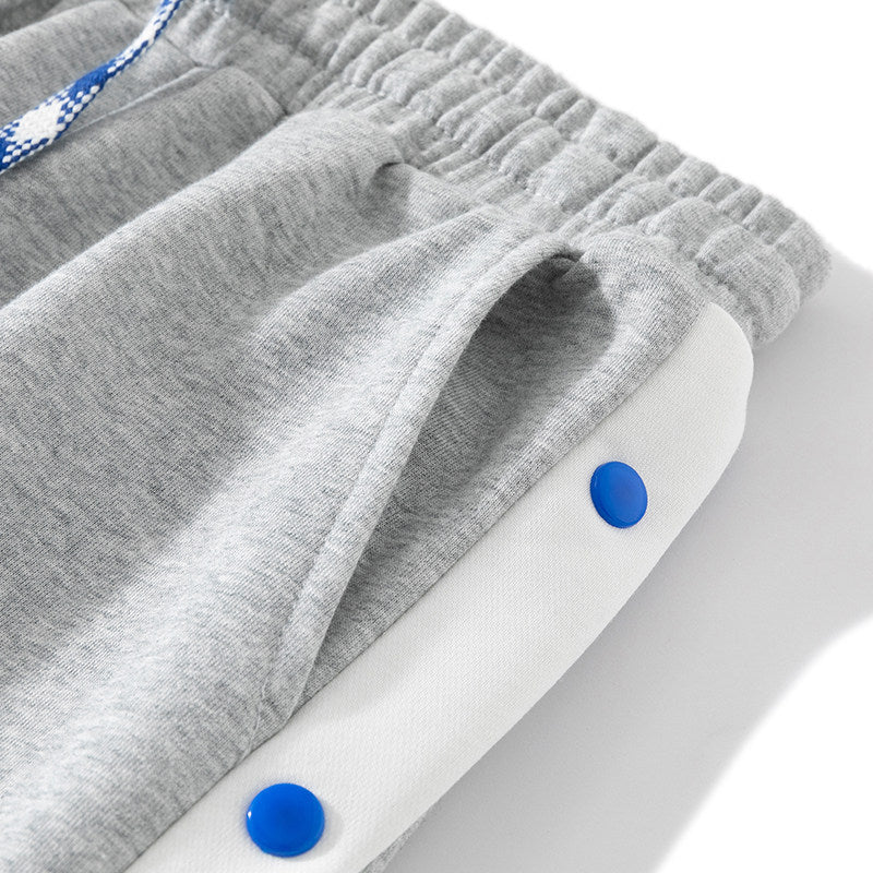 Men's jogging pants with snap button side stripes, elastic waistband & drawstring Chichicherry