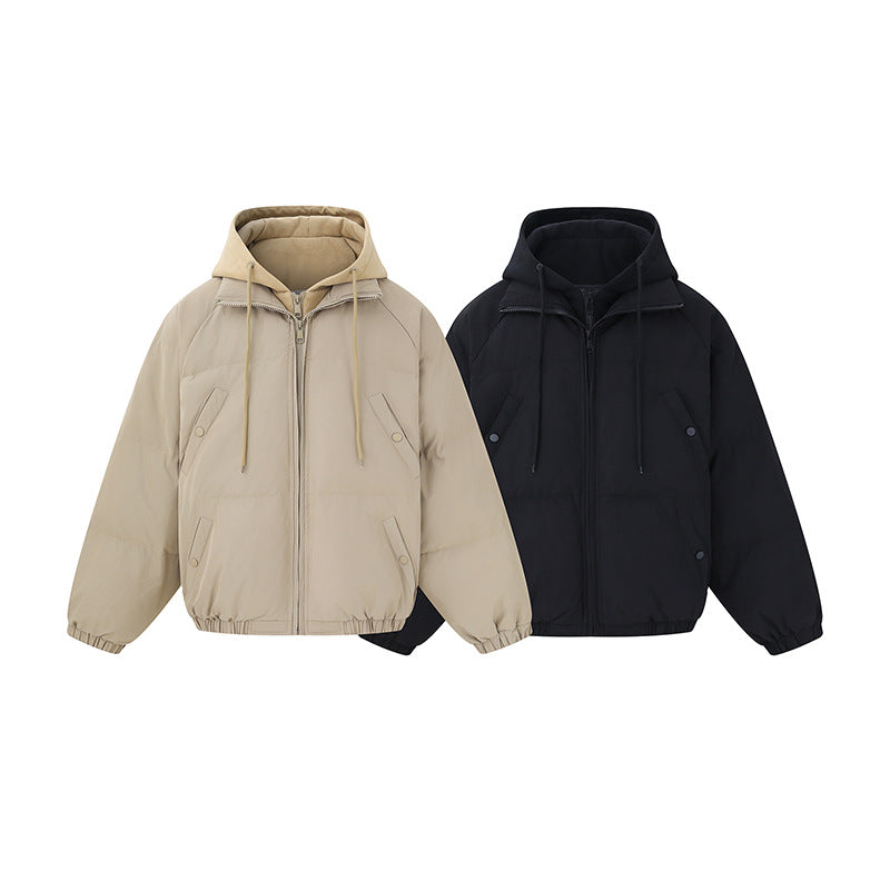 Unisex Short Boxy Quilted Hoodie with Fleece Lining and Elastic Hem Chichicherry
